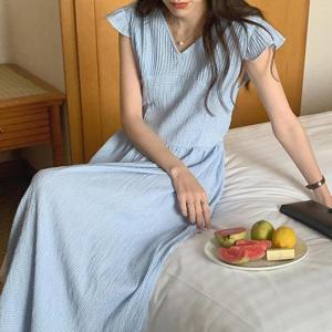 브이넥 러플 민소매 원피스 여름 데일리 롱원피스