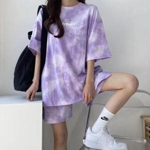 물감티 셋트 코디 상하의 여자 트레이닝복 셋트 반팔반바지