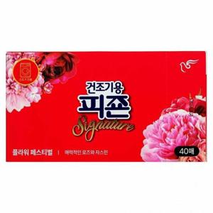 피죤 섬유유연제 건조기용 플라워 페스티벌 40매 로즈와 자스민