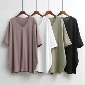 빅사이즈사랑해요 E027L403 브이넥가오리코튼롱티 IL