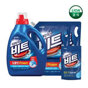 [총 7.3L/단독] 비트 딥클린파워 액체세제 3L용기+2L리필*2개+액체비트 300g