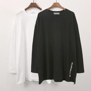 빅사이즈루즈핏티 G493L408 트임스마일긴팔티셔츠 NO