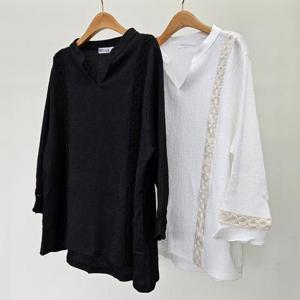 빅사이즈카라블라우스 S638L409 내추럴레이스블라우스 IR