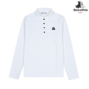 [블랙앤화이트] 여성 변형 카라 솔리드 티셔츠 9025LZSP_WHITE