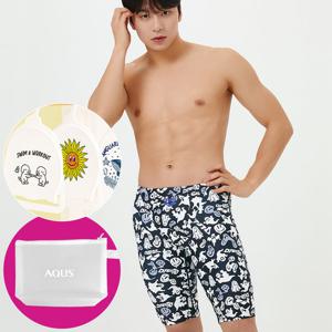 아레나 남성 수영복 고스트빌리지 4부 A5SM1MF03 BLK 가방 수모행거 증정