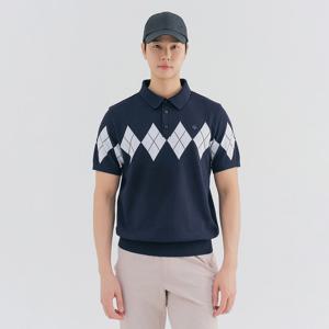 [레노마골프] 남성 전판 패턴 요꼬 카라 반팔 니트 RMSPN2201-915