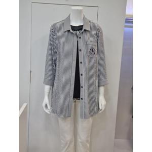 벨리시앙 세이브존04 셔츠카라 스트라이프 롱 자켓 JK5238