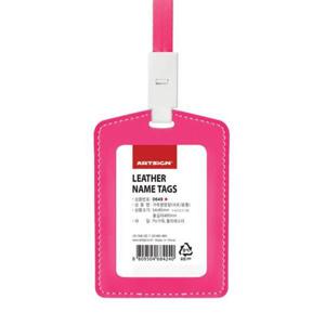 아트박스/오피스큐 가죽형명찰 세로 분홍 0649 54X85 1개입