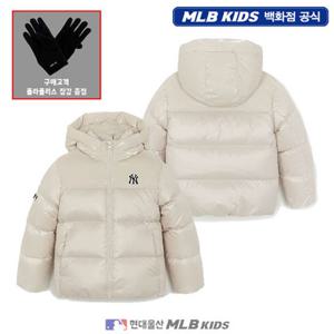[MLB키즈US] (7ADJB2356-50CRD) [플리스장갑증정] 아웃도어 에어쉘 글로시 립스탑 배색 숏 덕다운 아동패딩