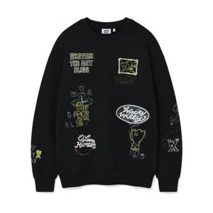 와키윌리 그래픽 프린트 스웨트셔츠 B1 WA2503CR16 BK GR