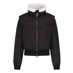 여성 퍼 네크라인 구스다운 점퍼 521E4JP402BK