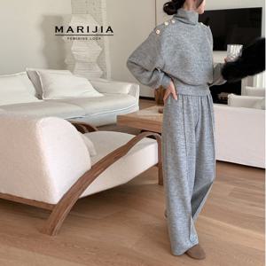 [마리지아]유즈 폴라 버튼 맨투맨+와이드팬츠_MSTB31056