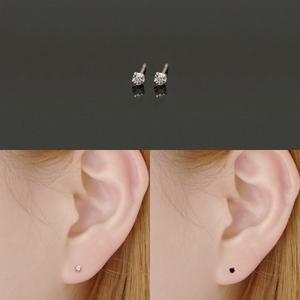 [미니아트] 14K 골드 2mm 라운드 큐빅 금 귀걸이
