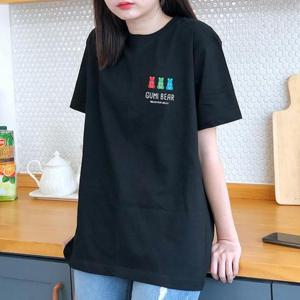 [험블스튜디오] 오버핏 구미베어 로고 프린트 반팔티 블랙