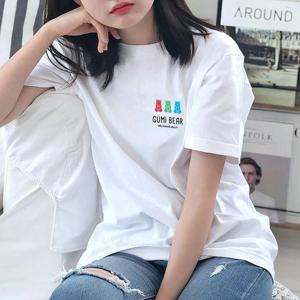 [험블스튜디오] 오버핏 프린트 구미베어 로고반팔티 화이트