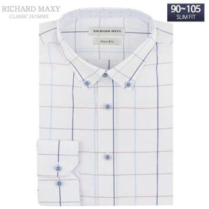 [슬림] 화이트 체크 슬림핏 와이셔츠 - SMA1247