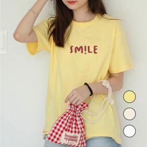 [험블스튜디오] 기본 스마일 레터링티 루즈핏티 여자반팔티