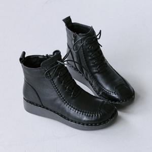 [슈리오] 여성 소가죽 발목 지퍼 앵클 숏 부츠 3cm (빠른배송)