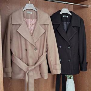 빅사이즈코트자켓 T387L412 더블심플벨티드하프자켓 YP