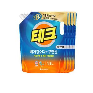 [LG생활건강] LG생활건강 테크 베이킹구연산 액체세제 일반 리필 1.8L 4개