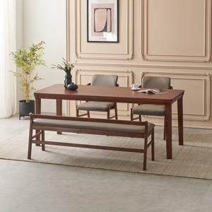 라로퍼니처 노블 1900 고무나무 원목 6인 식탁 세트 (식탁+의자2+벤치1)