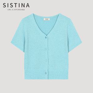 [SISTINA] 인기 부클 브이넥 반팔 가디건_ASKCDO21520_BL