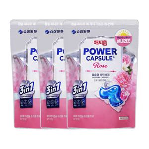 [유한락스]해피홈 파워캡슐 트리플 세탁세제 로즈향 32입 x3