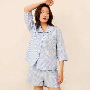 위스퍼 스트라이프 세일러 7부 파자마 세트