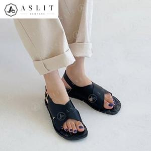 [애슬릿] 크로스 스트랩 여성 오버솔 슬링백 플랫 샌들