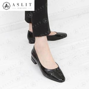 [애슬릿] 여성 스퀘어 둥근아구 에나멜 플랫 슈즈 2cm