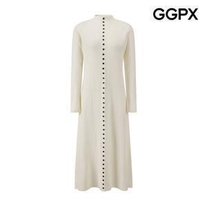 [지지피엑스]블랙 버튼 디테일 플레어 니트 맥시 원피스 GPBOP009F