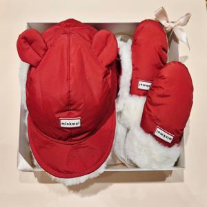 [밍크뮤](RD)베베솔리드스노우방수트루퍼햇,장갑세트 35C14-808-07,853-03