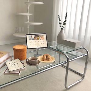 [빠른배송]포더홈 페어 강화유리 거실 소파 테이블 550+1300