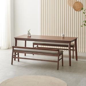 라로퍼니처 발리 1900 고무나무 원목 6인 식탁 세트 (식탁+벤치2)