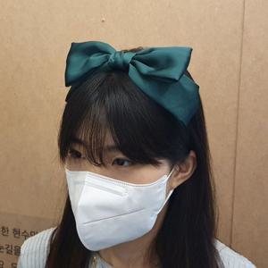 헤어 스타일링 왕리본 머리띠 다크그린