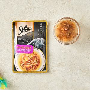 [6+1] 쉬바 수제수프 참치 게맛살과 연어 파우치 40g 고양이 사료