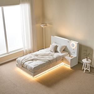 GVEN 지벤 스테이 호텔형 LED 침대 Q+LED 원형등협탁1개