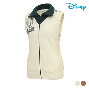 [디즈니골프]여성 캐릭터 배색 울 하이넥 집업 니트 조끼 베스트 DO4LKV030