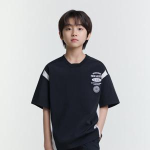 K252UTS914 프로즌 쿨웨이브 컬러블럭 우븐 반팔티 CARBONBLACK