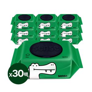 슈퍼대디 센스 물티슈 악어 캡형 100매 30팩