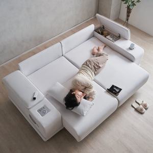 리드 3인 제로월 전동 슬라이딩 확장형 모션쇼파 등받이 좌방석 일체형 슬라이딩 쇼파침대