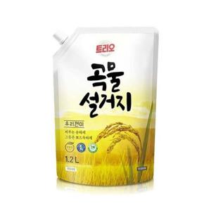애경 트리오 곡물설거지 우리쌀겨 1.2L 리필 방풍지 애경트리오 주방세제 유한젠액체형 애경주방세제
