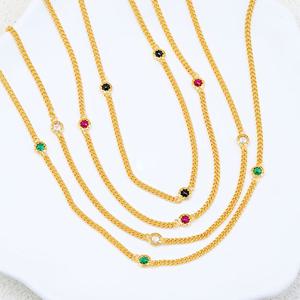 여자 순금 목걸이 11.25g [오뜨 컬러큐빅 민줄체인]