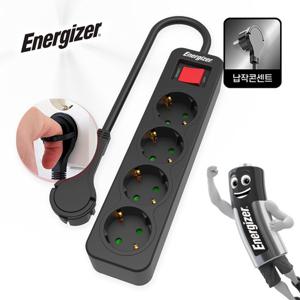 에너자이저 고용량 멀티탭 3680W 과부하차단 슬림 납작 블랙 4구 2M