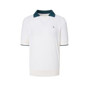 [헤지스골프]화이트 여성 투어 에어 도트 카라 블루종 반팔 티셔츠(HWTS5D512OW)