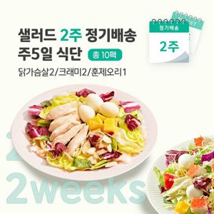 샐러드 2주 정기배송 주5일 (닭가슴살2+크래미2+훈제오리1)