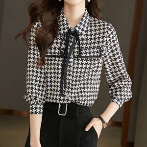 [몽벨리즈]하운드체크리본블라우스 mde2300721