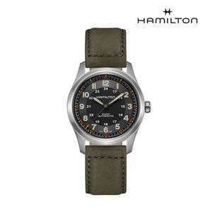 [해밀턴]H70205830 카키 필드 티타늄 오토 카키 레더 남성 시계