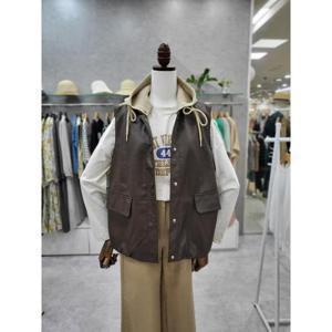 스테파니 세이브존05 니트 후드 가죽 조끼 A24jk4306