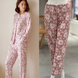 [비너스]자카드 입체 플라워 홈웨어 핑크 잠옷바지 (VEP3887F)